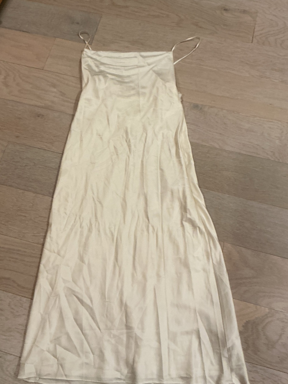 Endless Blu Silky Cream Slip Dress with Floral Straps